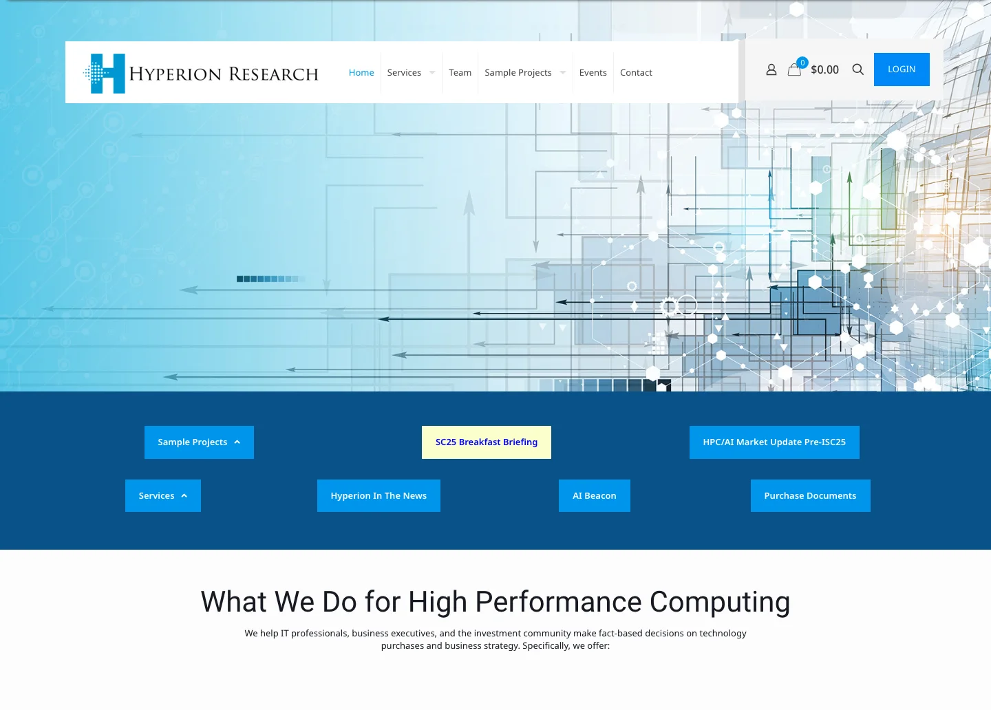Hyperion Research homepage before the 2025 redesign